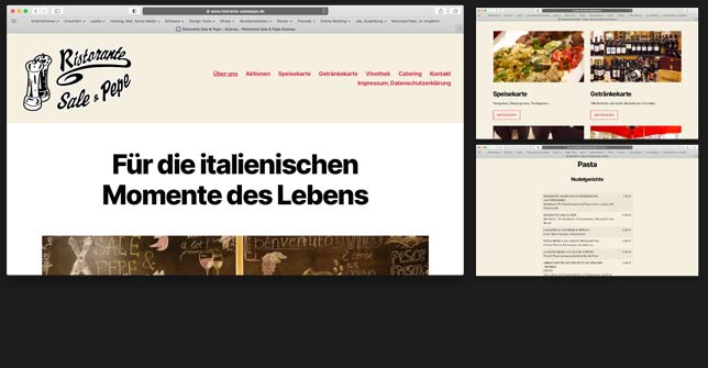 Webseite Gastronomie